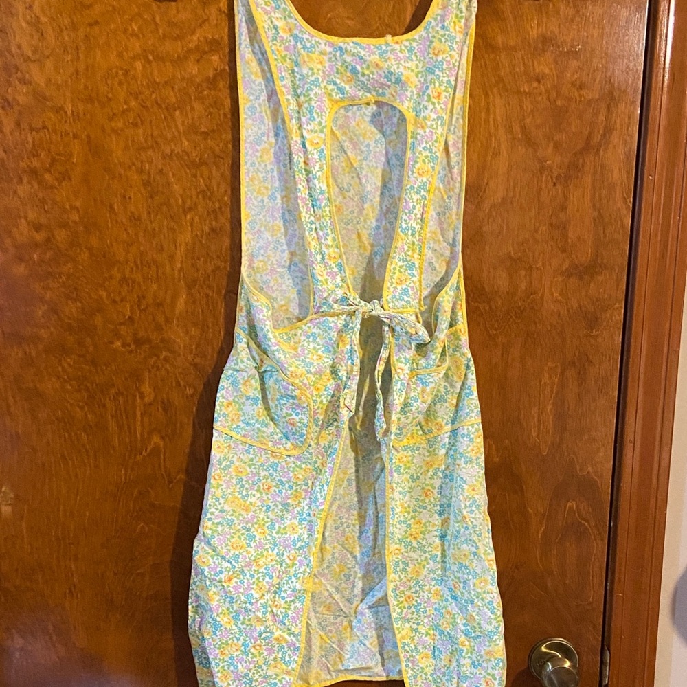 Yellow and Pastel Floral vintage apron
